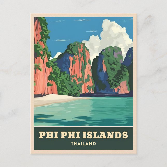 Carte Postale Voyage Ancien Îles Phi Phi Thaïlande Bord de Mer (Devant)