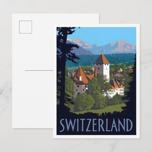 Carte Postale Voyage antique en Suisse (Devant / Derrière)