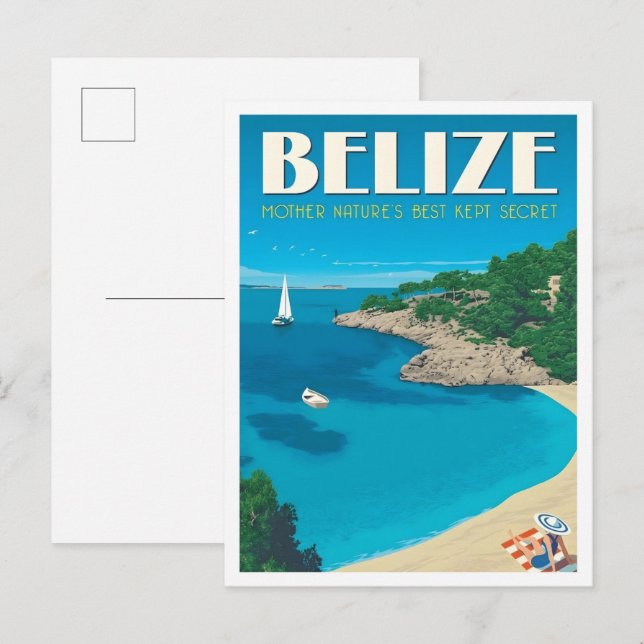 Carte Postale Voyage Art Belize Vintage  (Devant / Derrière)