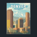 Carte Postale Voyage Art Vintage Denver Colorado<br><div class="desc">Conception de voyage rétro de Denver. Denver,  la capitale du Colorado,  est une métropole américaine datant de l'époque du Far West. Larimer Square,  le bloc le plus ancien de la ville,  présente des bâtiments du 19e siècle classés monuments historiques.</div>