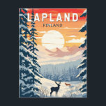 Carte Postale Voyage Art Vintage Laponie Finlande<br><div class="desc">Conception de voyage rétro en Laponie. La Laponie est la région la plus septentrionale de la Finlande,  connue pour son immense wilderness subarctique,  ses stations de ski et ses phénomènes naturels.</div>