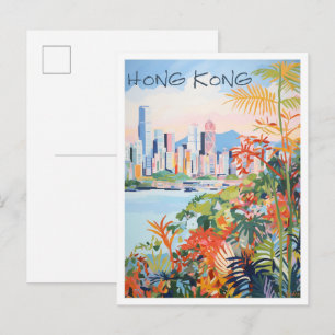 Carte Postale Voyage artistique à Hong Kong Chine 