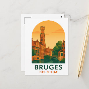 Carte Postale Voyage artistique vintage à Bruges Belgique - Euro