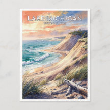 Voyage au bord du lac Michigan vintage