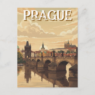 Carte Postale Voyage au château de Prague et au pont Charles