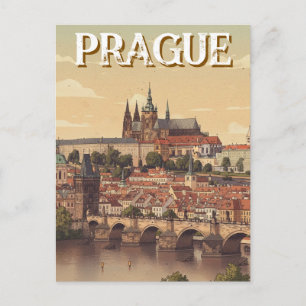 Carte Postale Voyage au château de Prague et au pont Charles