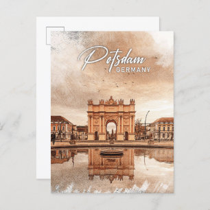 Carte Postale Voyage au crayon couleur Potsdam Allemagne