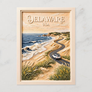 Carte Postale Voyage au Delaware Texturé sur Route Côtière Rétro