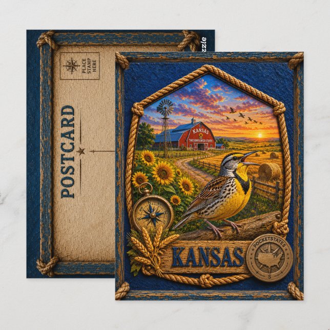 Carte Postale Voyage au Kansas vintage (Devant / Derrière)