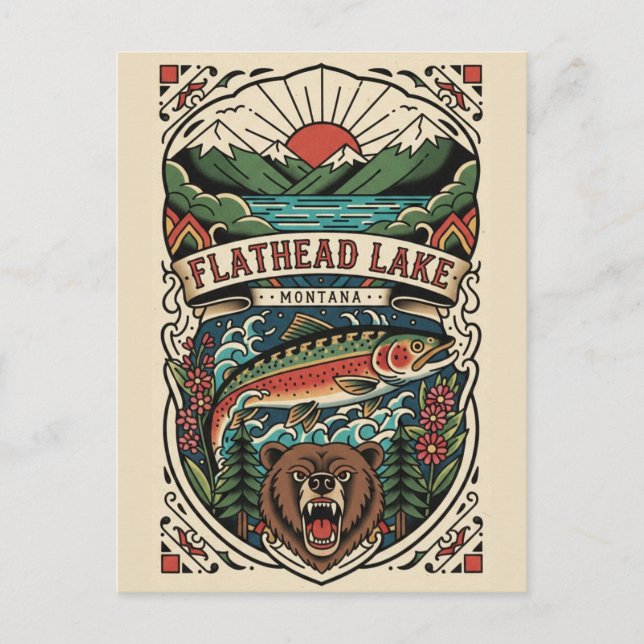 Carte Postale Voyage au lac Flathead Montana (Devant)