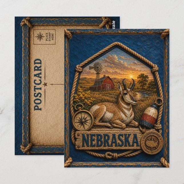 Carte Postale Voyage au Nebraska Vintage (Devant / Derrière)