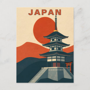 Carte Postale Voyage au sanctuaire japonais rétro