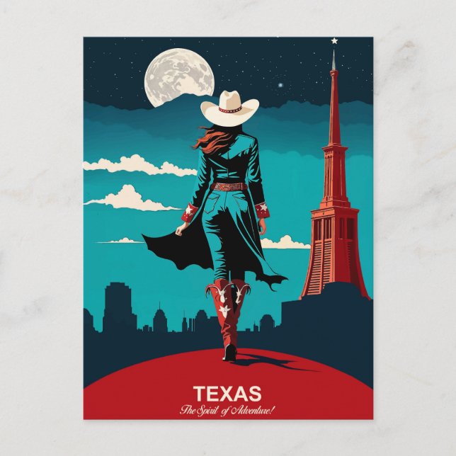 Carte Postale Voyage au Texas : L'esprit d'aventure (Devant)