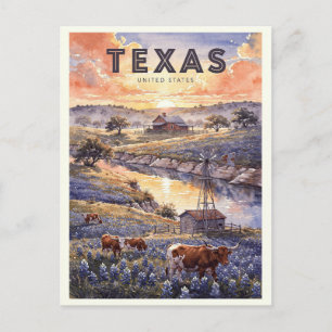 Carte Postale Voyage au Texas USA Vintage