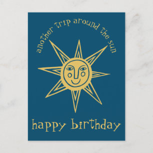 Carte Postale Voyage autour du soleil JEUX anniversaire PERSONNA