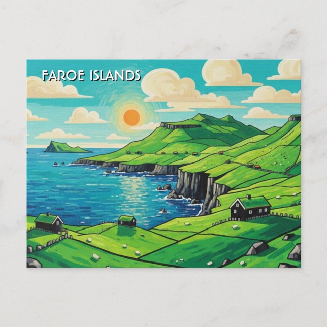 Carte Postale Voyage aux Îles Féroé Danemark (Devant)