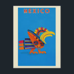 Carte Postale Voyage aux oiseaux colorés au Mexique vintage<br><div class="desc">N'importe qui aimerait recevoir cette carte postale de voyage mexicaine vintage avec une illustration rétro d'un oiseau coloré au Mexique !</div>