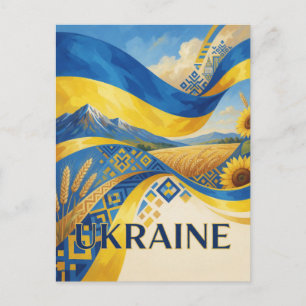 Carte Postale Voyage Couleurs du Drapeau National d'UKRAINE