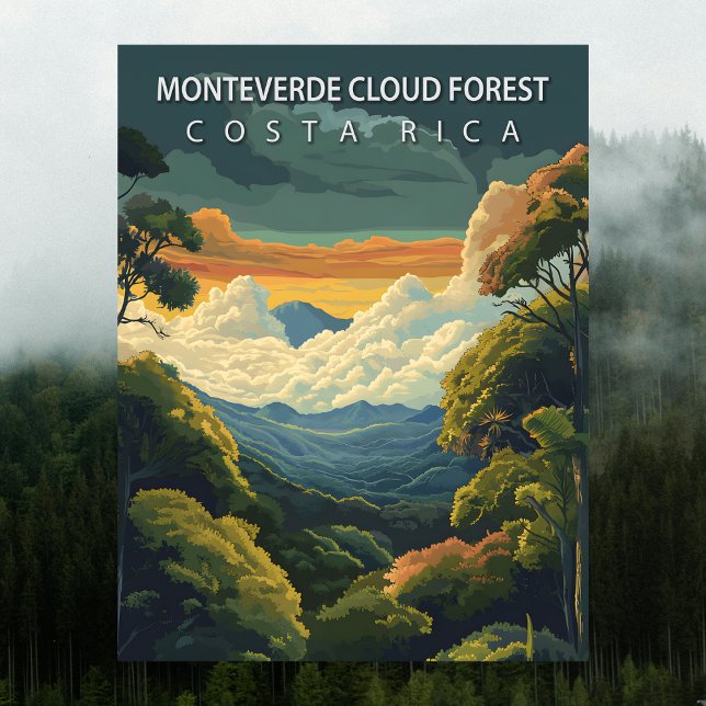 Carte Postale Voyage dans la forêt tropicale humide de Monteverd (Costa Rica Monteverde Cloud Forest Travel Postcard
)