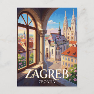 Carte Postale Voyage dans la Haute Ville historique de Zagreb en