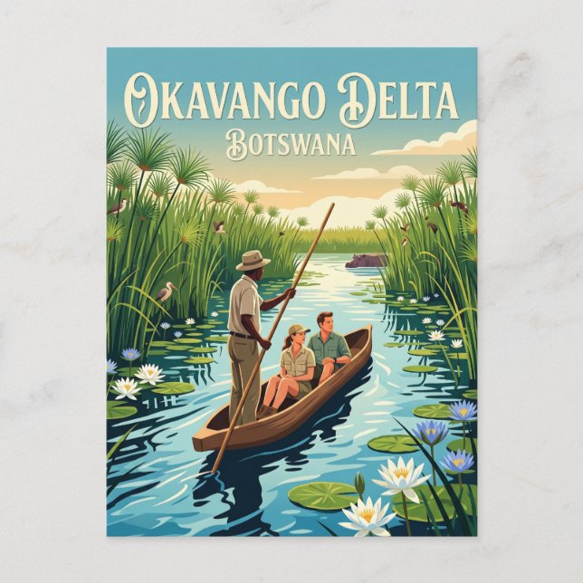 Carte Postale Voyage dans le Delta du Mokoro au Botswana (Devant)