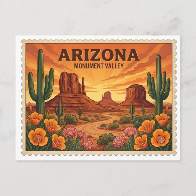 Carte Postale Voyage dans le désert de Monument Valley en Arizon (Devant)
