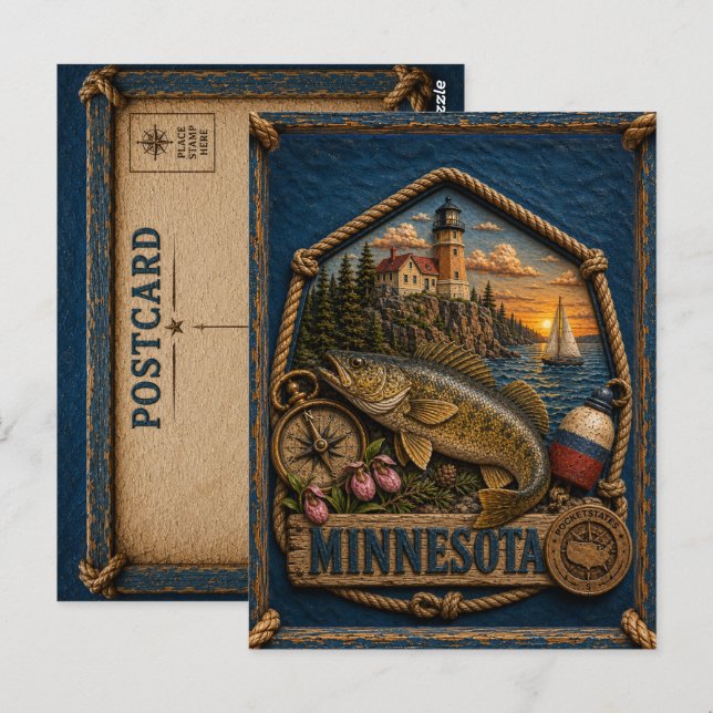 Carte Postale Voyage dans le Minnesota Rétro (Devant / Derrière)