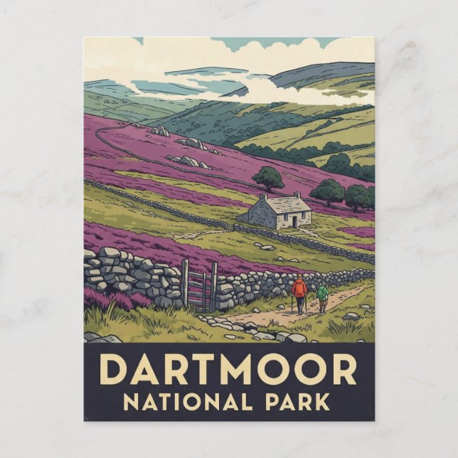 Carte Postale Voyage dans le parc national randonnée Dartmoor (Devant)