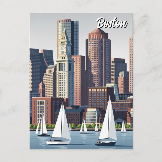 Carte Postale Voyage dans le port de Boston (Devant)