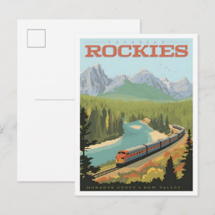 Carte Postale Voyage dans les Rocheuses canadiennes Art vintage