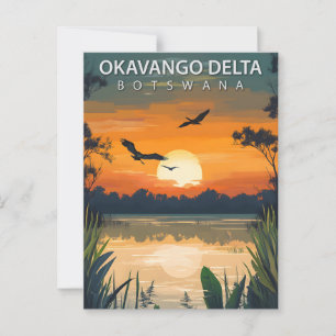Carte Postale Voyage dans l'Okavango Delta Botswana Vintage