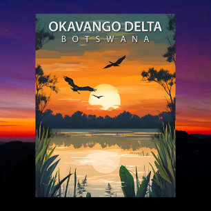 Carte Postale Voyage dans l'Okavango Delta Botswana Vintage