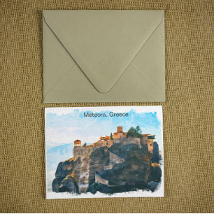 Carte Postale Voyage d'aquarelle Meteora Grèce