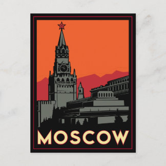 Carte Postale voyage d'art déco de Moscou Russie le Kremlin