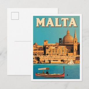 Carte Postale Voyage d'art vintage à Malte