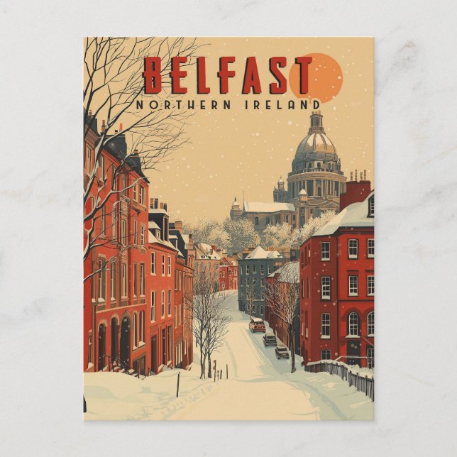 Carte Postale Voyage de Belfast vintage Winter (Devant)