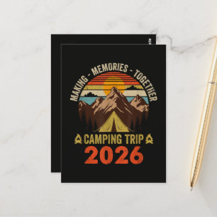 Carte Postale Voyage de camping familial au coucher du soleil ré
