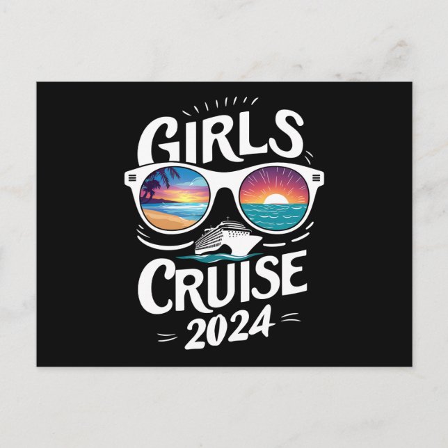 Carte Postale Voyage de croisière pour filles 2024 Amateurs de v (Devant)