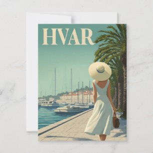 Carte Postale Voyage de Hvar vintage les années 50