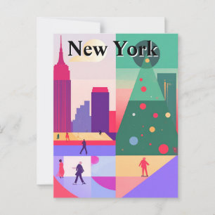 Carte Postale Voyage de Noël Abstrait géométrique New York
