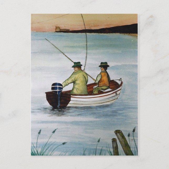 Carte Postale Voyage de pêche père et fils (Devant)
