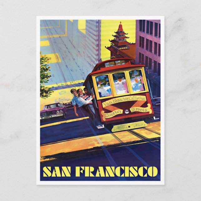 Carte postale voyage de San Francisco funiculaire (Devant)