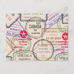 Carte Postale Voyage de timbres de passeport