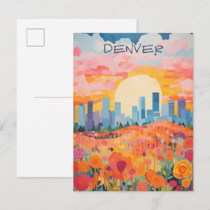 Carte Postale Voyage Denver Colorado Peinture de Ville Esthétiqu