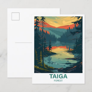 Carte Postale Voyage d'illustration de la forêt de Taiga