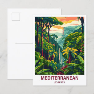 Carte Postale Voyage d'illustration de la forêt méditerranéenne