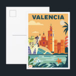 Carte Postale Voyage d'illustration Vintage Valencia Espagne<br><div class="desc">Voyage d'illustration Vintage Valencia Espagne</div>