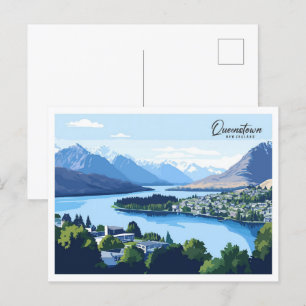 Carte Postale Voyage d'illustrations Queenstown en Nouvelle-Zéla