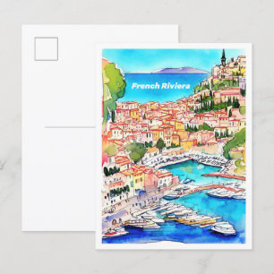 Carte Postale Voyage d'illustrations Vintages de la Riviera fran