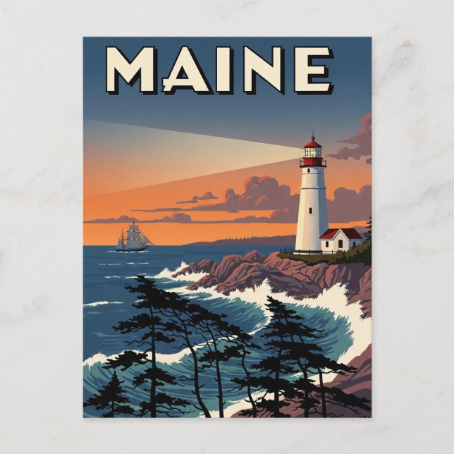 Carte Postale Voyage du phare du Maine (Devant)